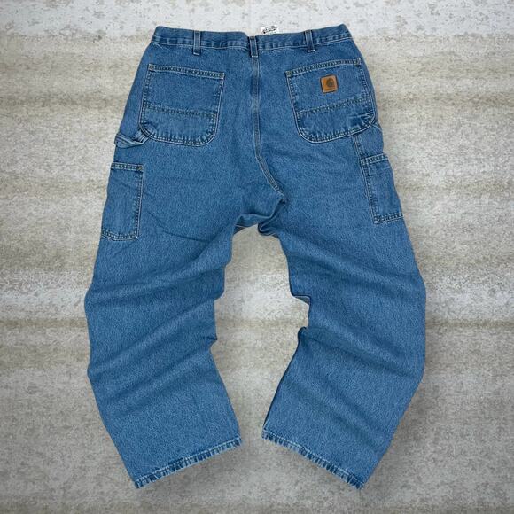 Vintage Carhartt Carpenter Jeans Baggy Wide Leg Fit Light Wash Denim 90s